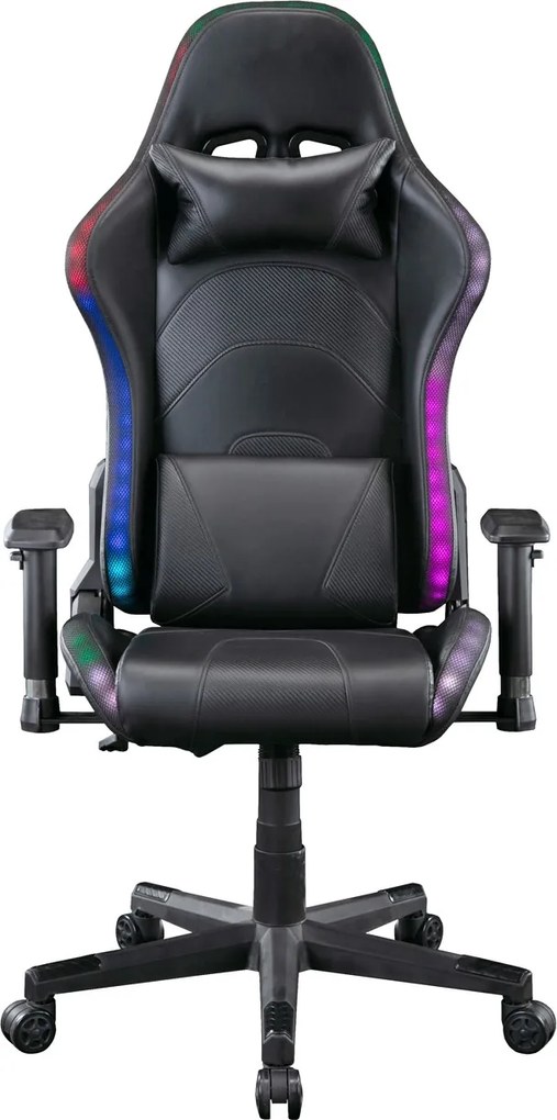 Scaun gaming cu sistem iluminare LED uri RGB, funcție șezlong, SIG 148, Negru