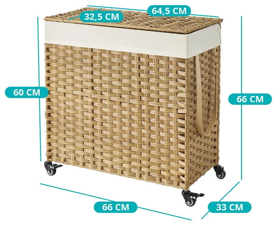 Coș de rufe din plastic 66 x 33 x 66 cm