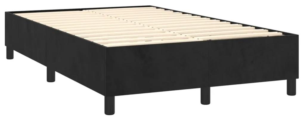 Pat box spring cu saltea, negru, 120x200 cm, catifea Negru, 120 x 200 cm, Culoare unica si cuie de tapiterie
