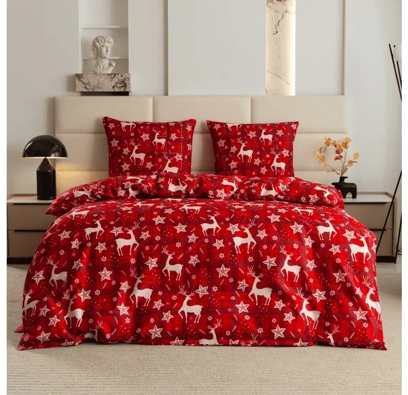 Lenjerie de pat din microfibra VELVET CHRISTMAS rosie Dimensiune lenjerie de pat: 70 x 90 cm | 140 x 200 cm