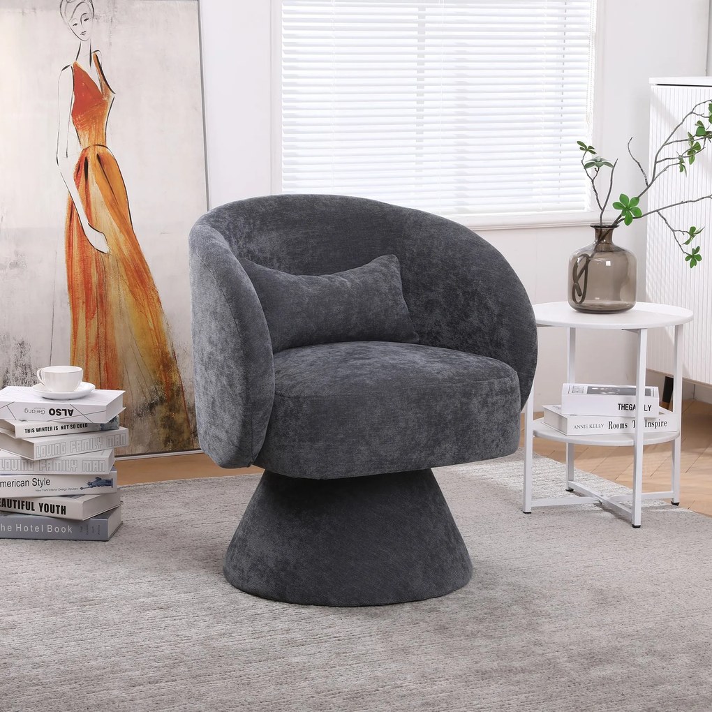 Scaune rotative moderne pentru living și dormitor, rotative la 360°, pernă confortabilă, Gri