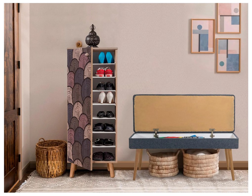 Mobilier Hol Beside 2 (stejar sonoma + albastru închis) . 1094003
