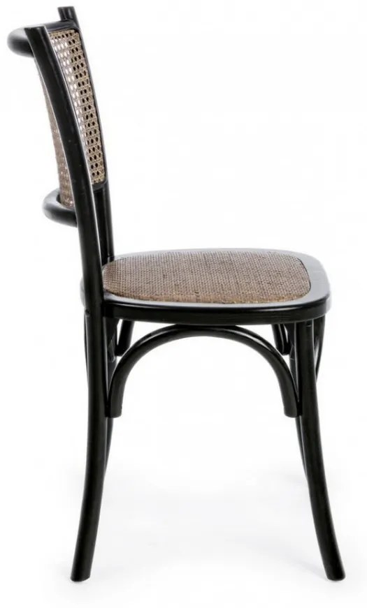 Scaun negru din rachita si lemn de Ulm, Carrel Bizzotto