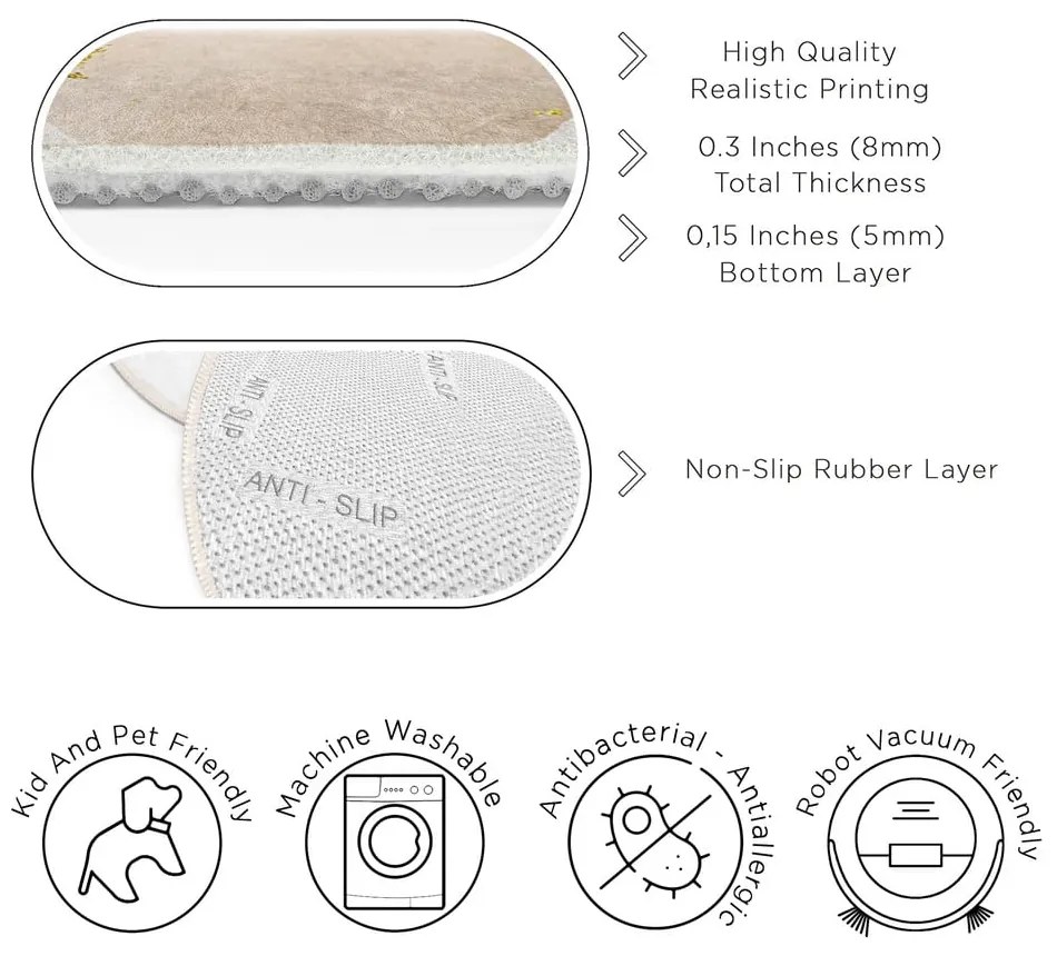 Covor albastru/bej lavabil rotund ø 150 cm Puddle – Mila Home