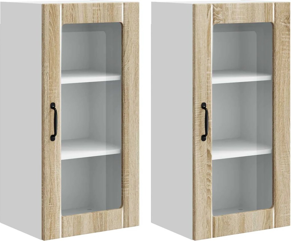 vidaXL Dulap de bucătărie cu raft 2 pcs Stejar Sonoma 40 x 31 x 80 cm