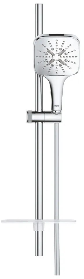 Set dus crom cu bara, para dus patrata si furtun Grohe Rainshower Smartactive 130 Cube