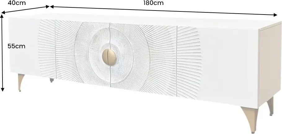 Comoda design vintage GOLDEN SUNSET 180cm Mango alb