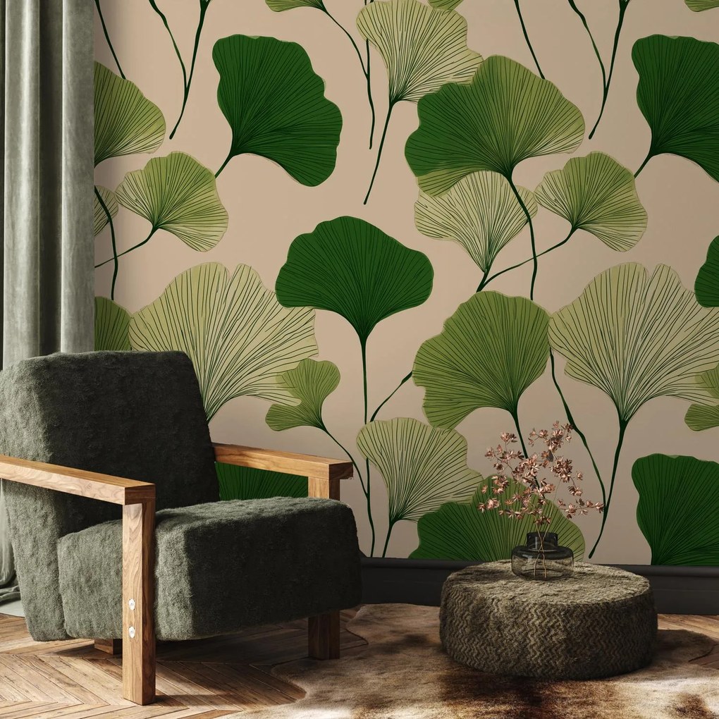 Fototapet - Frunze verzi de ginkgo (147x102 cm)