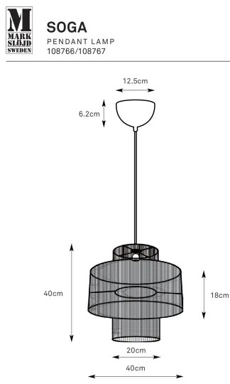 Lustră pe cablu Markslöjd 108766 SOGA 1xE27/40W/230V negru