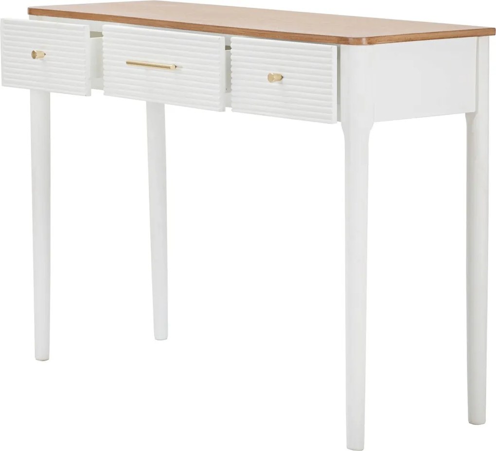 Consola, Matera, Mauro Ferretti, 107 x 37 x 80 cm, lemn frasin/lemn pin/MDF/fier, alb/maro