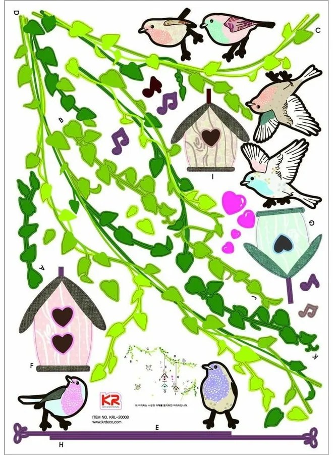 Set autocolante Ambiance Birds cages in the Forest