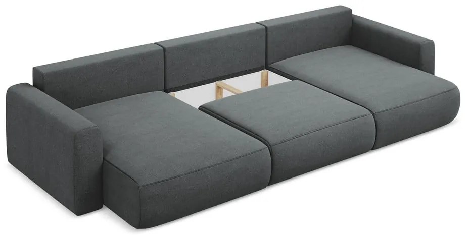 Colțar gri închis extensibil/cu spațiu de depozitare (în formă de "U") Kapua – Makamii