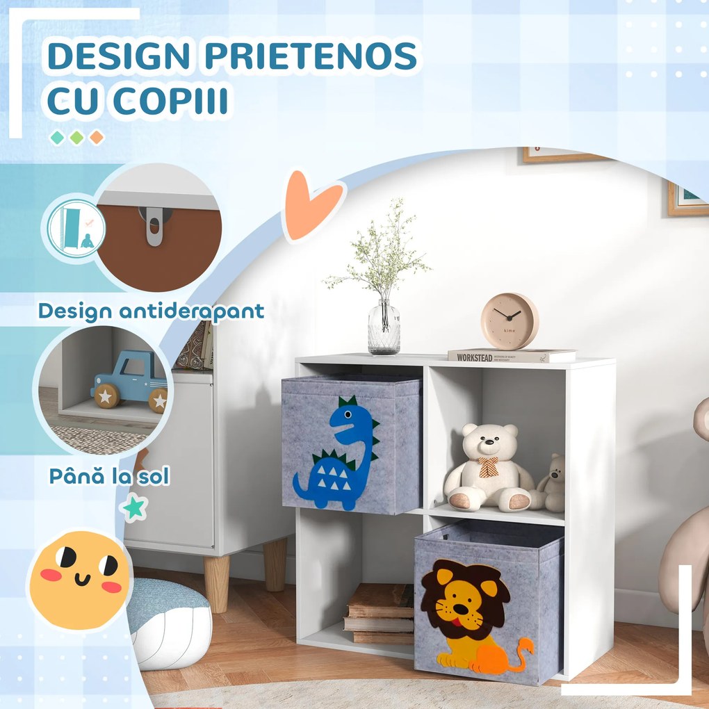 ZONEKIZ Cutii Depozitare Jucării cu 2 Sertare, Material Netesut, Alb | Aosom Romania