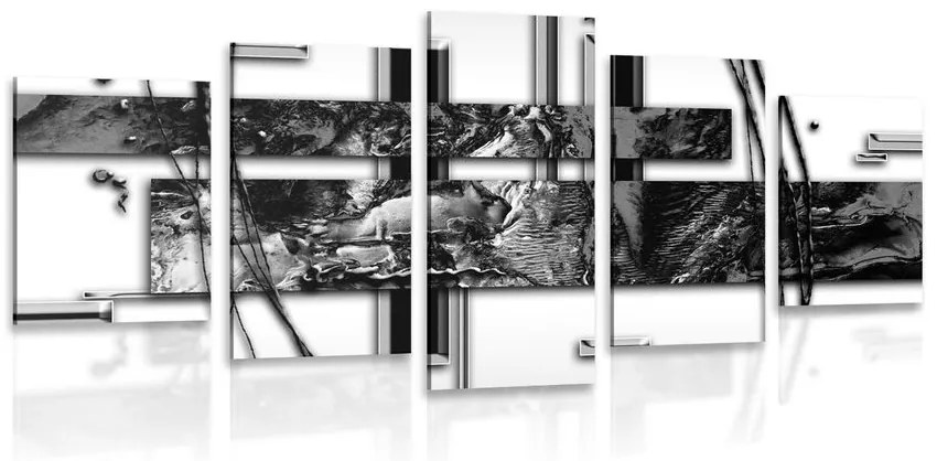 Tablou 5-piese abstracție de lux în design alb-negru