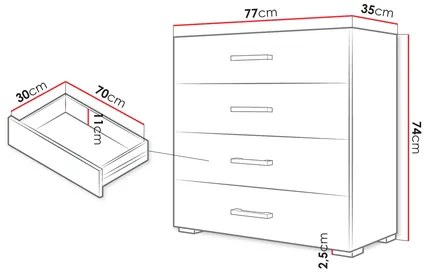 Comodă Teratino 4SZ (Alb) . 1103688