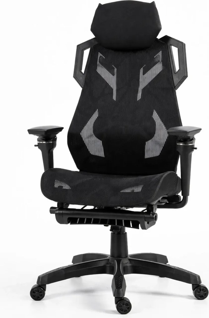 ERGON PRO Scaun ergonomic, cotiere 6D, Suport lombar ajustabil, suport picioare, Mesh, Negru