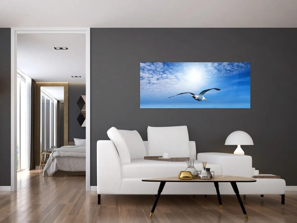 Tablou - Pescărușul peste mare (120x50 cm)