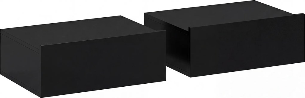 HOMCOM Set de 2 Noptiere Suspendate cu Sertar, 40x30x15 cm, Negru | Aosom Romania