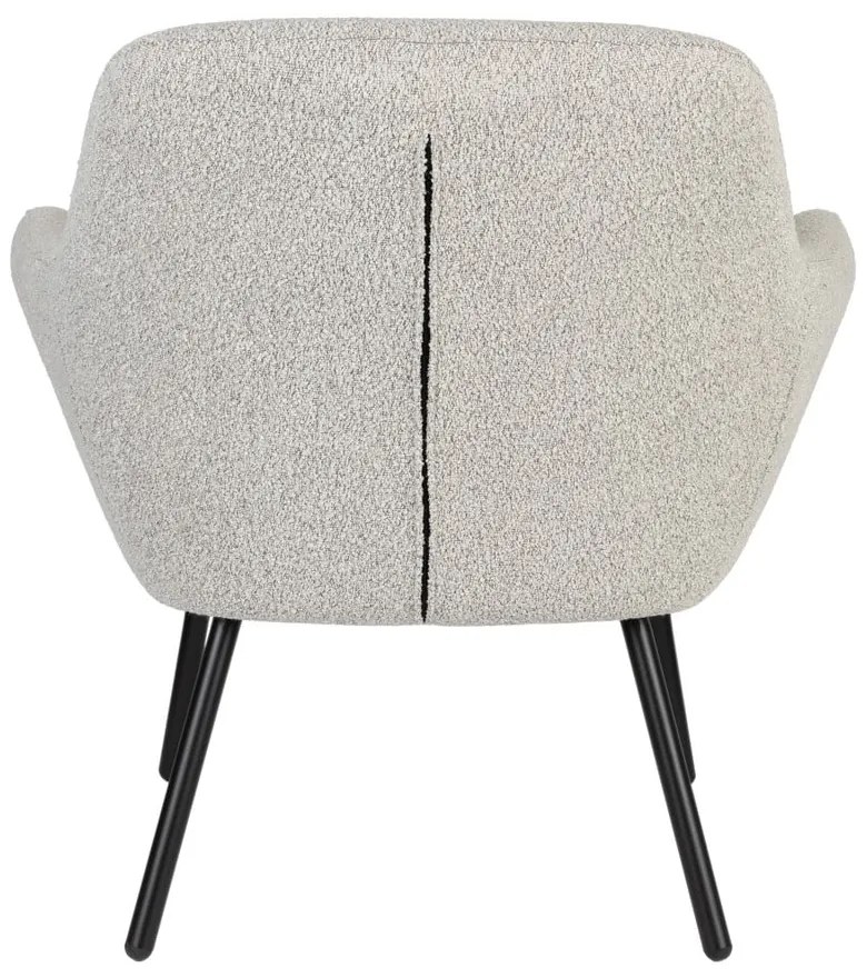 Fotoliu alb cu tapițerie din țesătură bouclé Dude – White Label