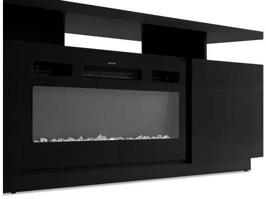 Dulap TV cu șemineu Anaceta (grafit + lucios grafit) (cu iluminat LED). Promo -16%. 1106158