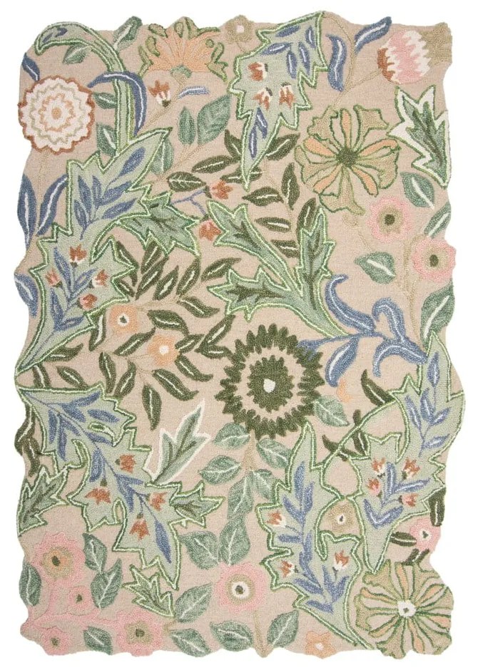 Covor verde țesut manual din lână 120x170 cm Bryony Shaped Floral – Flair Rugs