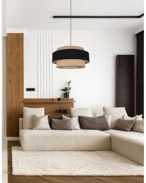 Lustră pe cablu CORSA 1xE27/60W/230V negru/bej