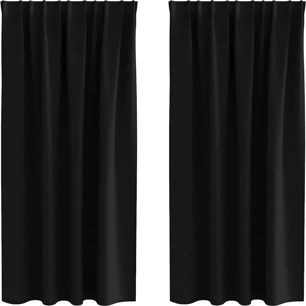 vidaXL Perdele Opaque cu Inel 2 pcs Negru 175 x 140 cm Poliester