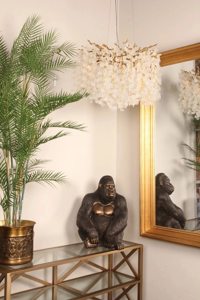 Statuetă decorativă din polirășină, maro și bronz, gorilă așezată, 61 x 46 x 40 cm, „Bwindi”