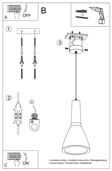 Sollux SL.0280 - Pendul EMPOLI beton 1xE27/15W/230V pe cablu
