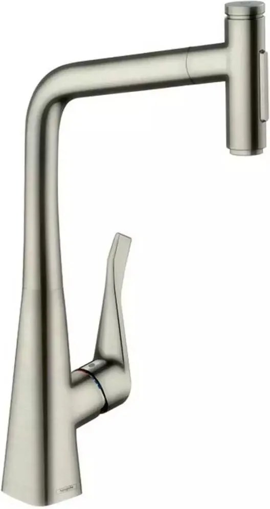 Baterie bucatarie cu dus extractibil Hansgrohe Metris Select M71 320 cu 2 jeturi finisaj otel inoxidabil fara sBox