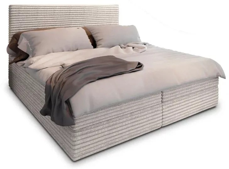 Pat boxspring tapitat ISPIRA 160x200 cm crem Saltele: Saltea cu arcuri Bonell