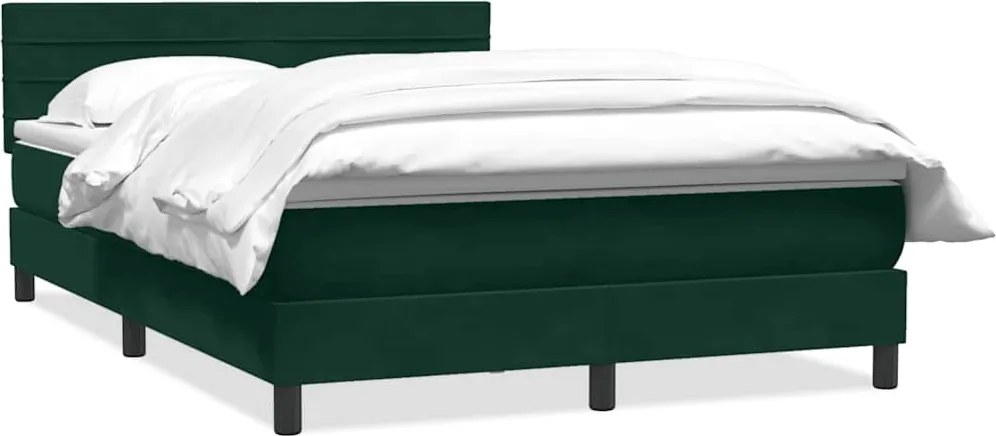 vidaXL Pat box spring cu saltea, verde închis, 160x210 cm, catifea