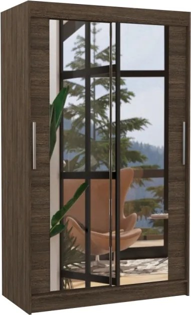 Dulap cu usi glisante si oglinda 120x200 cm, Tibago, ADRK Furniture (Culoare: Negru)