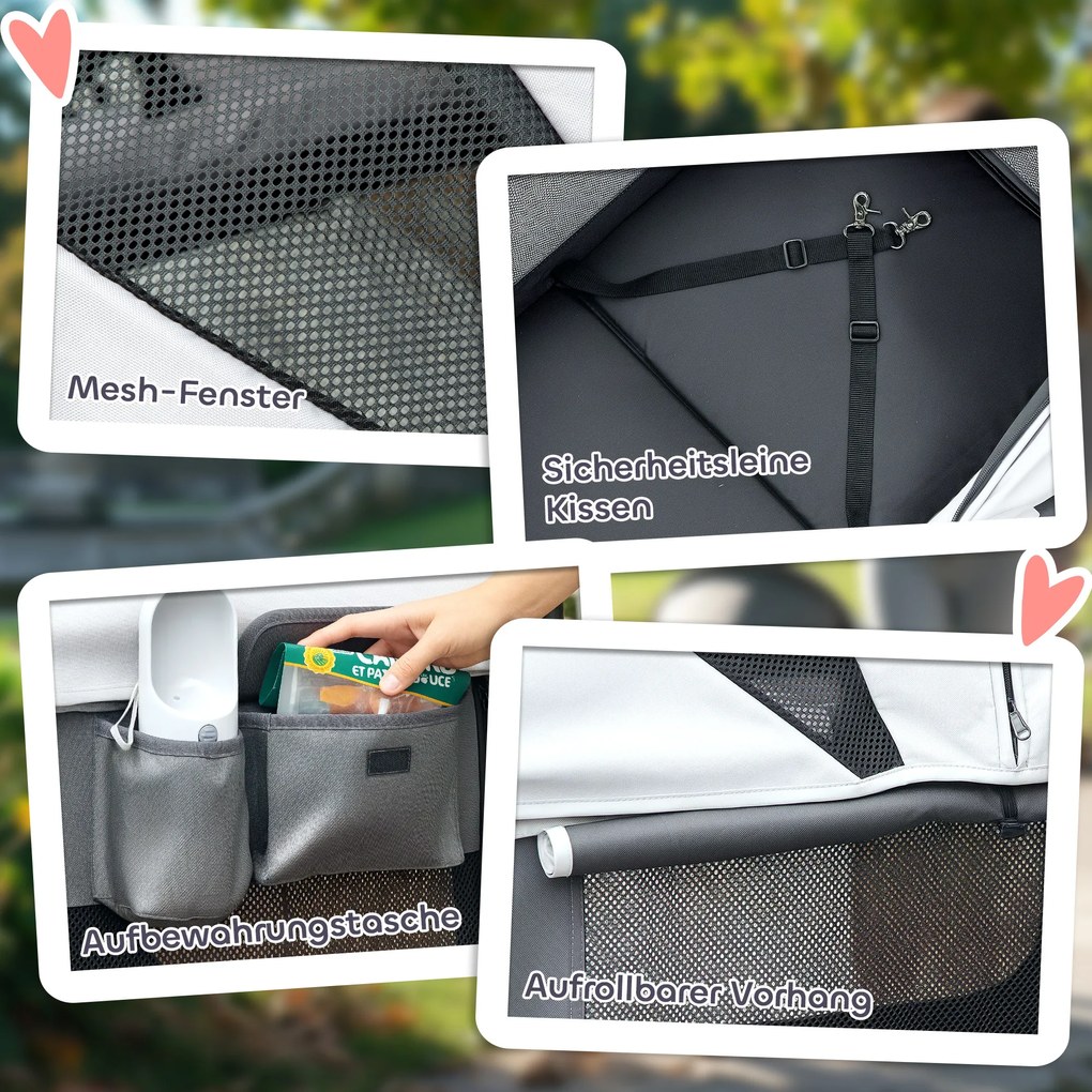 PawHut Hundewagen Hundebuggy pliabil pentru câini & pisici până la 30 kg 110 x 65 x 102 cm Gri închis | Aosom Romania