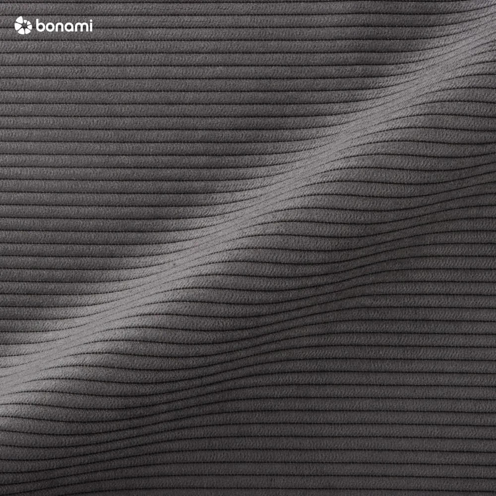 Colțar extensibil cu tapițerie reiată și șezlong pe partea stângă Micadoni Home Moghan, gri închis