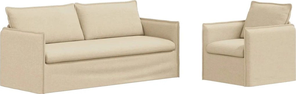 vidaXL Set de canapea 2 pcs Crem 196 x 82 x 85 cm țesătură