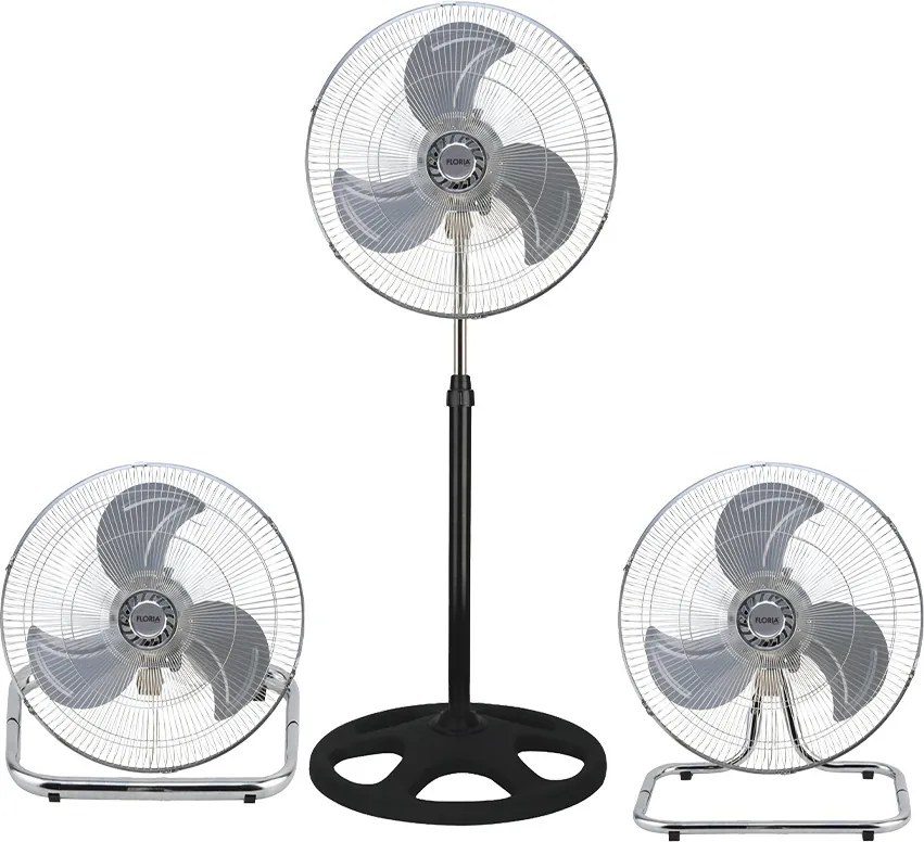 Ventilator 3 in 1 ZILAN ZLN3840 - 55W, 45cm, stand/podea/birou, palete metalice