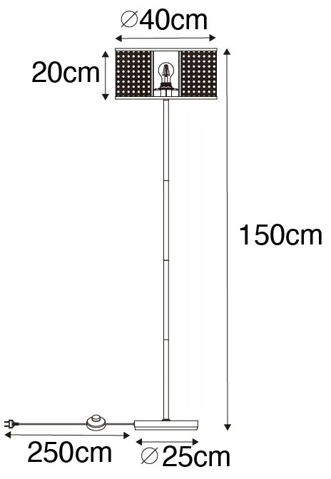 Lampă de podea orientală albă cu ratan 40 cm - Akira