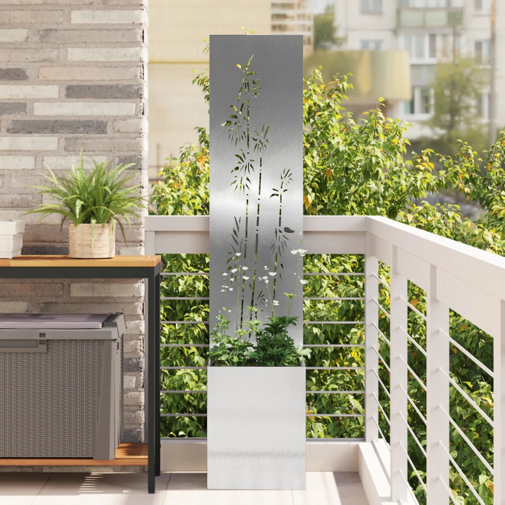 vidaXL Ecran de intimitate pentru grădină Floral Argintiu 32 x 140 cm