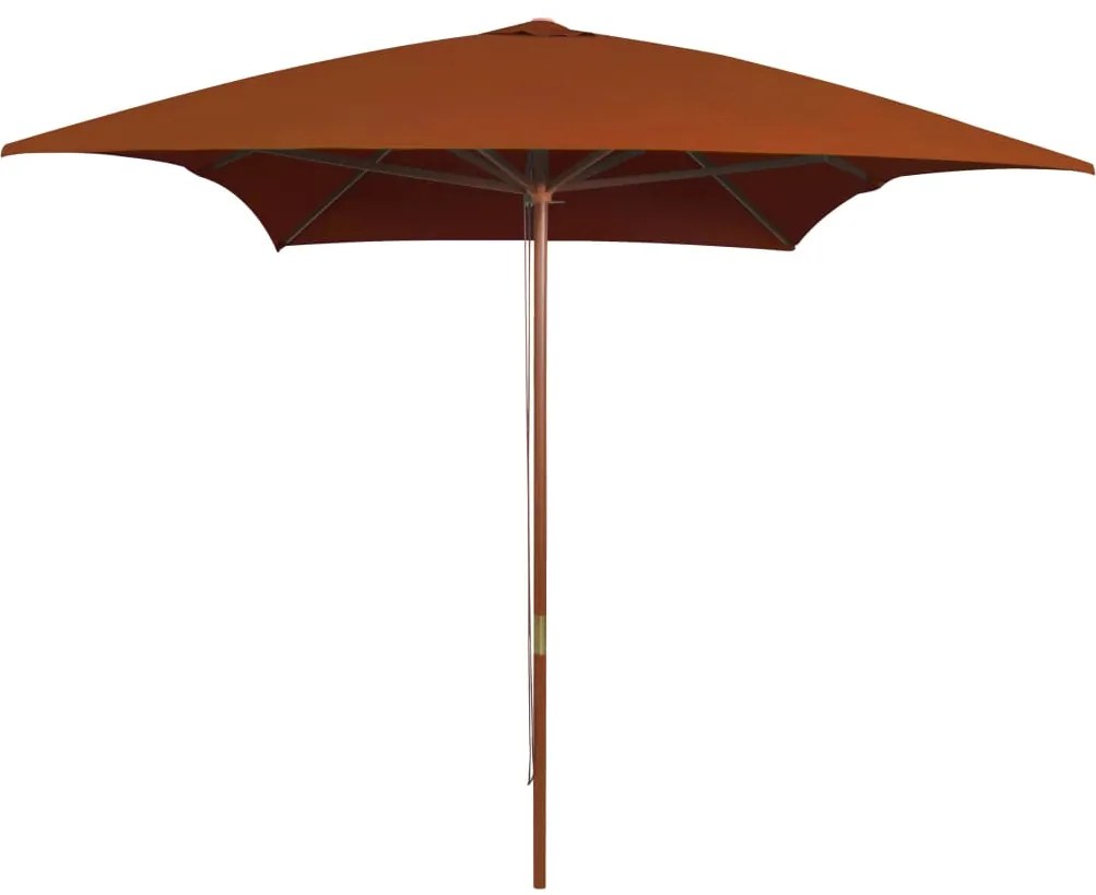 vidaXL Umbrelă de soare cu stâlp din lemn, cărămiziu, 200x300 cm