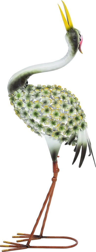 Outsunny Statui de grădină, sculptură de stârc din metal, statui de păsări 71 cm, pentru curte, iaz, terasă, verde | Aosom Romania