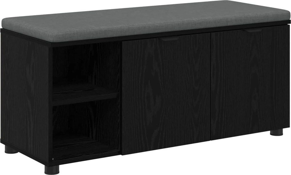 vidaXL Bancă pentru hol cu pernă cu raft Stejar Negru 100 x 38 x 46 cm