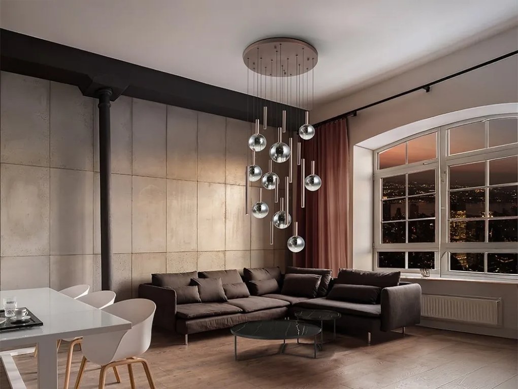 Lustra cu 18 pendule LED suspendate Sapore
