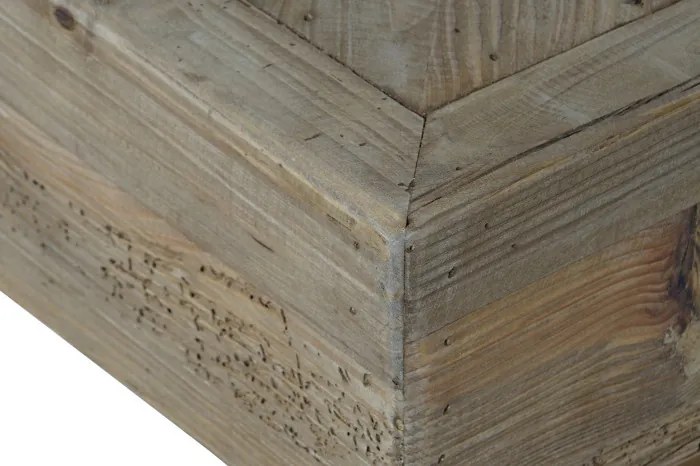 Măsuță de cafea pătrată din lemn de pin reciclat, natur, cu blat în model geometric, 36 x 100 x 100 cm, „Dervin” – Ethnic Collections