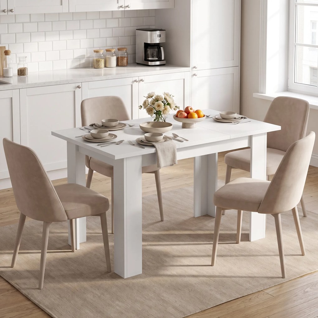 HOMCOM Masă de dining modernă cu spațiu de depozitare, 120 cm, albă | Aosom Romania