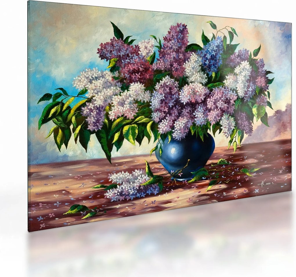 Tablou pe sticlă - Buchet de liliac (70x50 cm)