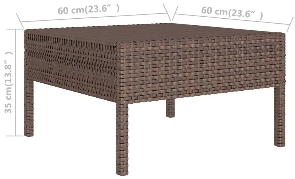 Set mobilier de gradina cu perne, 14 piese, maro, poliratan 4x colt + 9x mijloc + masa, 1