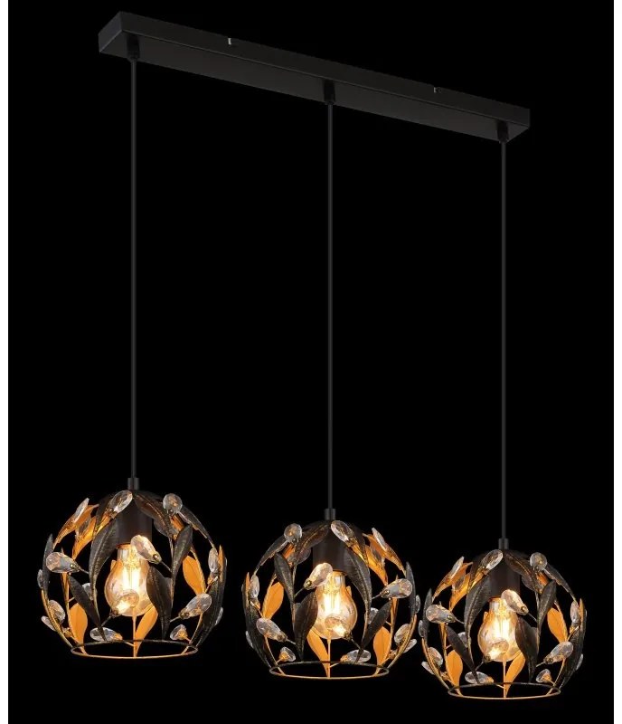 Lustra cu 3 pendule din metal negru MIKA