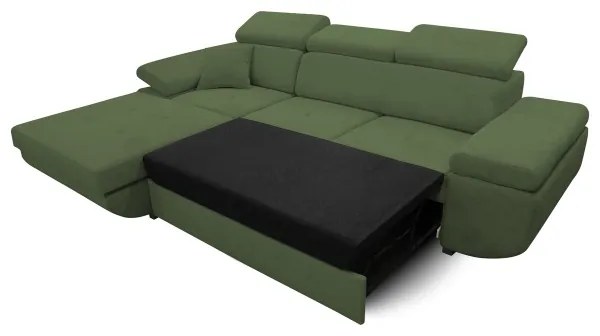 Colțar extensibil în L CASTELO, cu spațiu de depozitare, stânga, verde