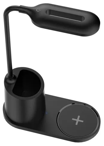 Lampă LED de birou LED/3W/5V cu încărcare fără fir, culoare neagră